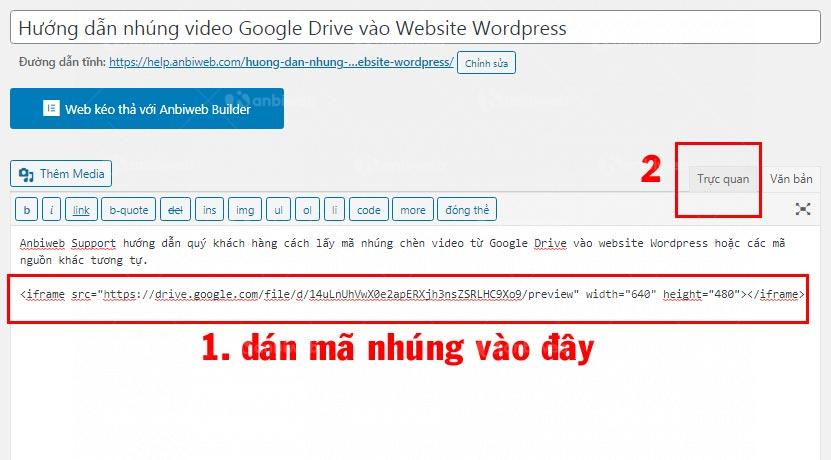 huong dan chen video google drive vao web wordpress 9