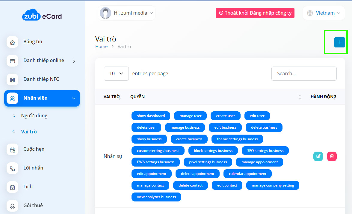 Hướng Dẫn Cấp Quyền Truy Cập Zubi Ecard Cho Nhân Viên (2)