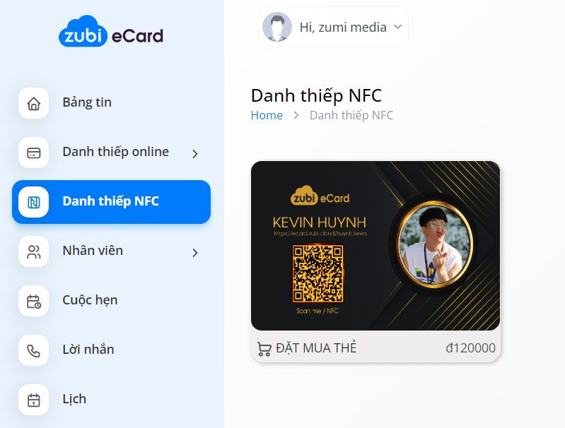 Hướng Dẫn đặt Mua Thẻ Danh Thiếp Nfcqrcode (thẻ Cứng Zubi Ecard) (1)