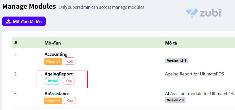 Cách Mở Cho Phép Cài đặt Thêm Modules Trong Ultimate Pos
