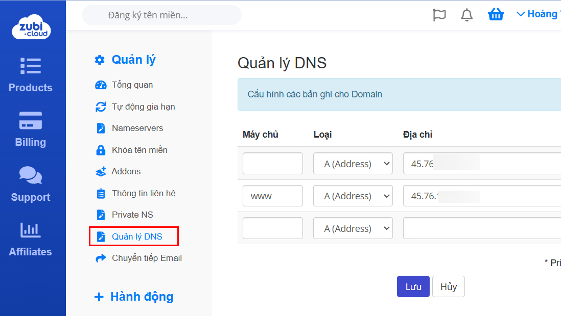 Hướng Dẫn Quản Lý Dns Trỏ Bản Ghi Tên Miền Trong Zubi Id (1)